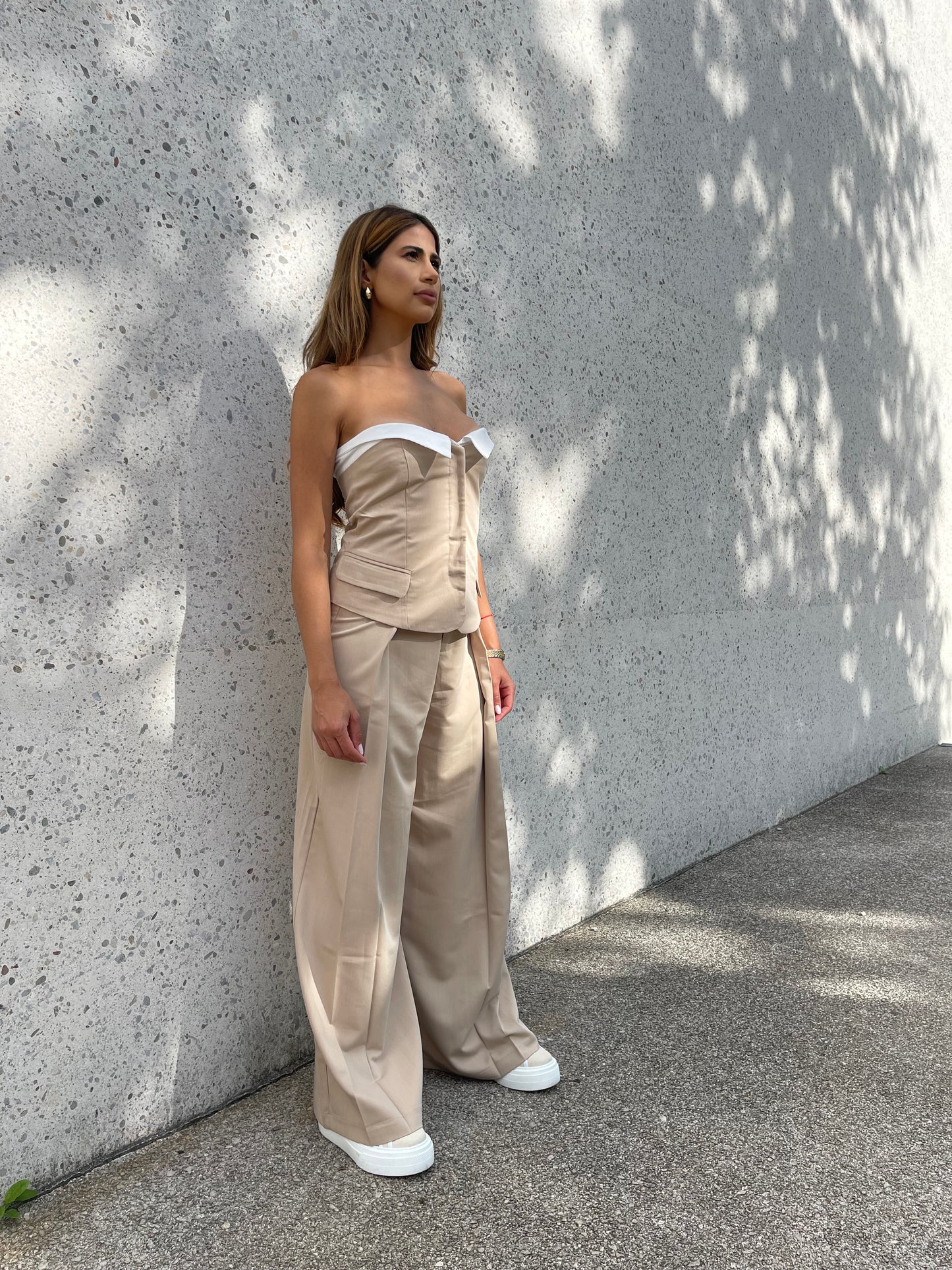 Elegant Corset & Wide-Leg Trouser Set